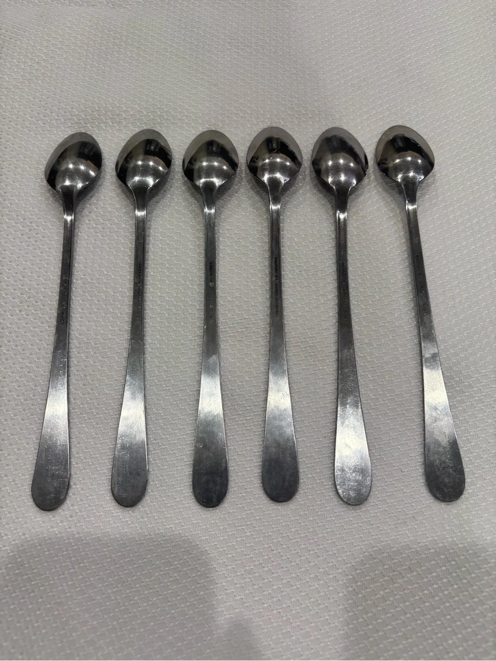 Vintage Rogers Floral Mist Iced Tea Spoons Set 6 MCM Bar Beverage Stirrers